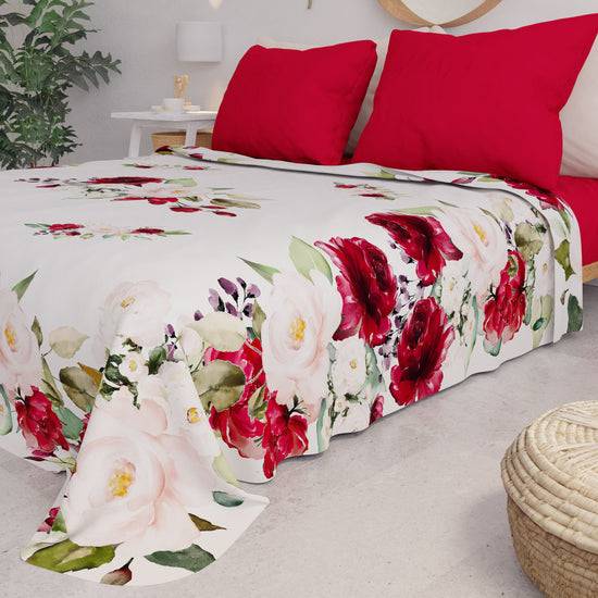 PETTI Copriletto Estivo, Coperta Leggera, Lenzuola Copriletto, Floreale Bordeaux Qualità Garantita
