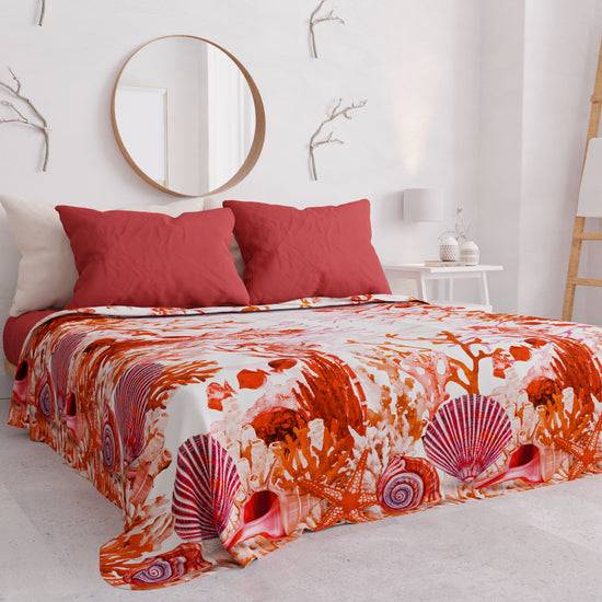 PETTI Copriletto Estivo, Coperta Leggera, Lenzuola Copriletto, Corallo Rosso Affare Del Giorno
