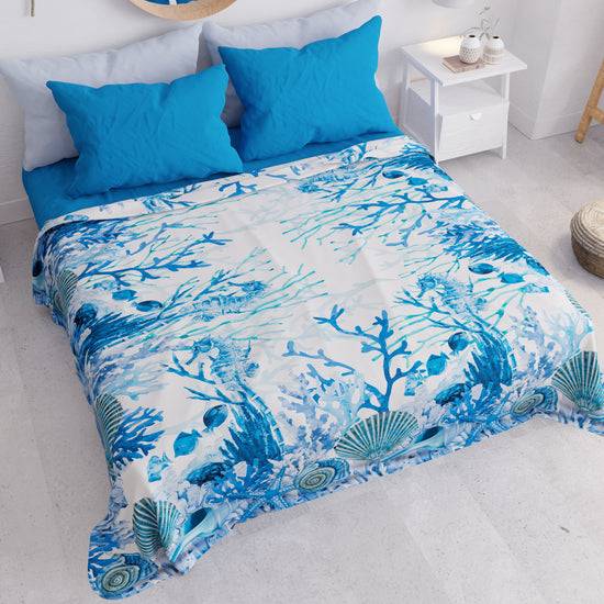 PETTI Copriletto Estivo, Coperta Leggera, Lenzuola Copriletto, Corallo Blu Prezzo Ridotto