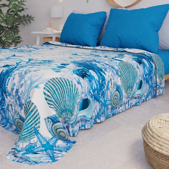 PETTI Copriletto Estivo, Coperta Leggera, Lenzuola Copriletto, Corallo Blu Prezzo Ridotto