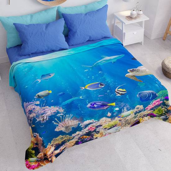 PETTI Copriletto Estivo, Coperta Leggera, Lenzuola Copriletto, Acquario Sottocosto