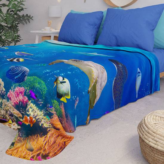 PETTI Copriletto Estivo, Coperta Leggera, Lenzuola Copriletto, Acquario Sottocosto