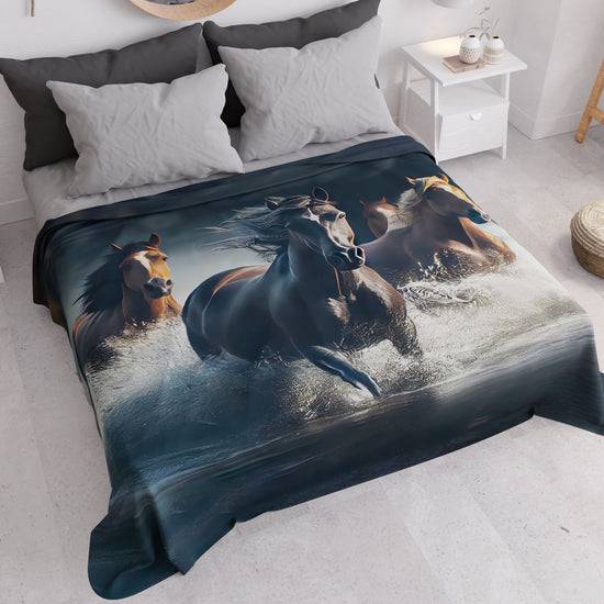 PETTI Copriletto Estivo, Coperta Leggera, Lenzuola Copriletto, Horses Presa
