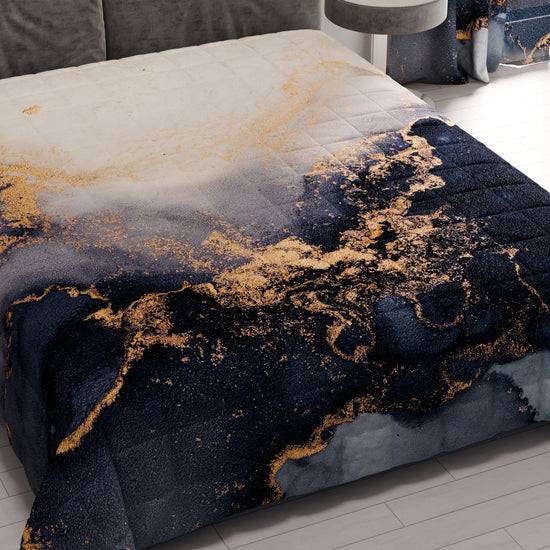PETTI Trapuntino Copriletto Primaverile Autunnale in Stampa Digitale Marble Blu Moda