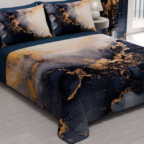 PETTI Trapuntino Copriletto Primaverile Autunnale in Stampa Digitale Marble Blu Moda
