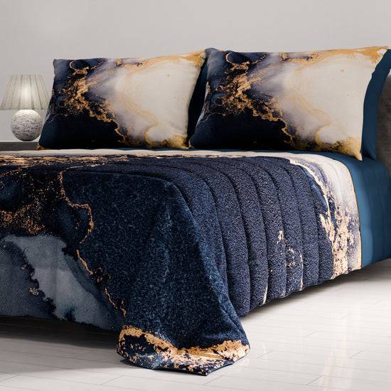 PETTI Trapuntino Copriletto Primaverile Autunnale in Stampa Digitale Marble Blu Moda