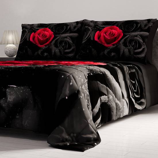PETTI Trapuntino Copriletto Primaverile Autunnale in Stampa Digitale Black Roses Acquista Ora