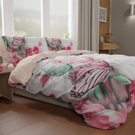 PETTI Copripiumino Matrimoniale, Singolo, Una Piazza e Mezza, Roses Butterfly Offerta