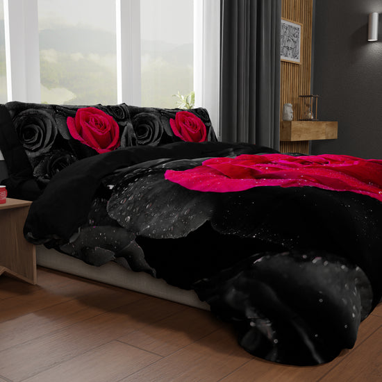 PETTI Copripiumino Matrimoniale, Singolo, Una Piazza e Mezza, Black Roses Outlet