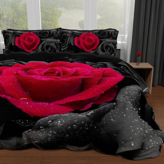 PETTI Copripiumino Matrimoniale, Singolo, Una Piazza e Mezza, Black Roses Outlet