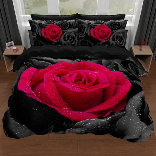 PETTI Copripiumino Matrimoniale, Singolo, Una Piazza e Mezza, Black Roses Outlet