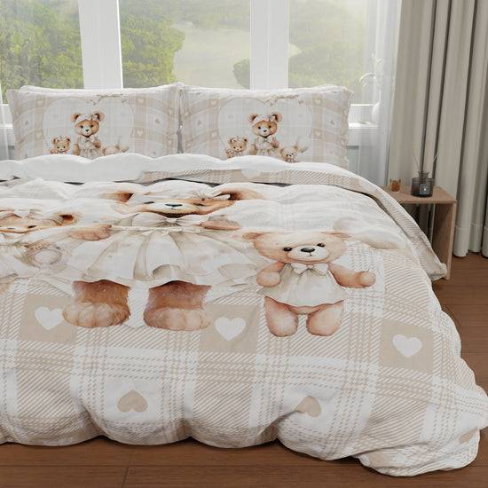 PETTI Copripiumino Matrimoniale, Singolo, Una Piazza e Mezza, Teddy Love Tortora Promozione