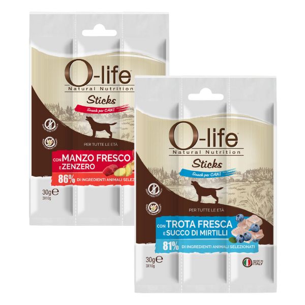 Bauzaar O-life Sticks Grain Free Snack per cani 3x10 gr