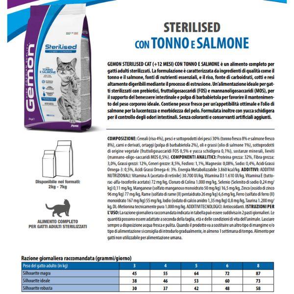 Bauzaar Monge Gemon Cat Sterilised con Tonno e Salmone Presa