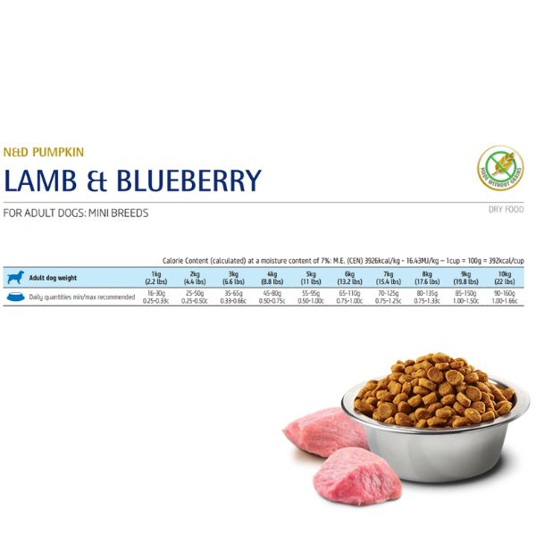 Bauzaar Farmina N&D Grain Free Pumpkin Adult Mini Agnello e Mirtillo Novità