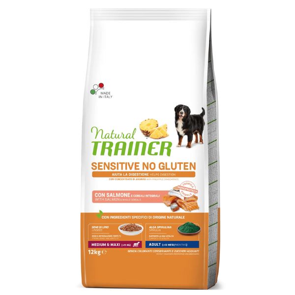 Bauzaar Natural Trainer Sensitive No Gluten Medium & Maxi Adult con Salmone