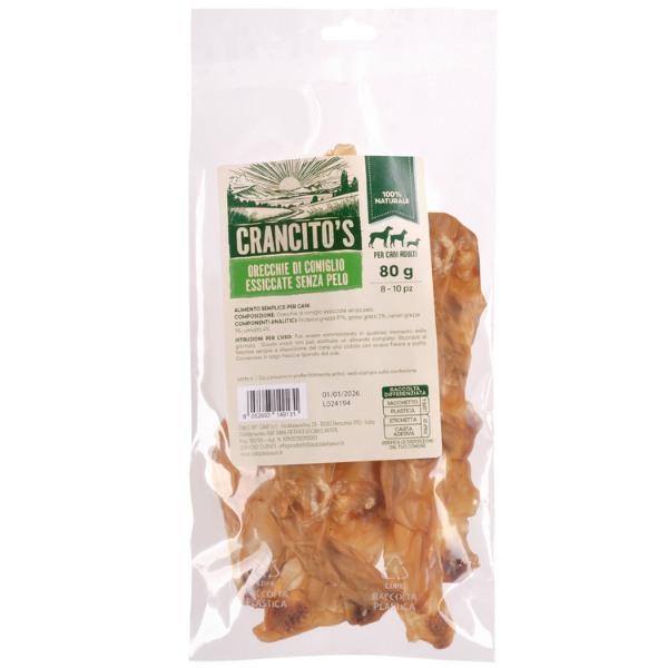 Bauzaar Crancito's snack naturale Dog Adult Orecchie di Coniglio Offerta Pasqua