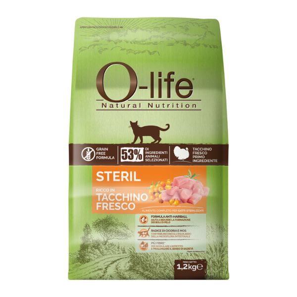 Bauzaar O-life Cat Sterilised Grain Free Tacchino fresco In Linea