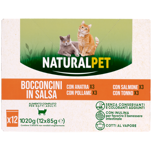 Bauzaar NaturalPet Cat Adult Bocconcini in salsa multipack 12x85 gr Convenienza