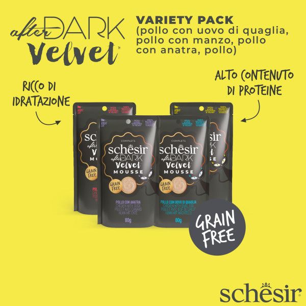 Bauzaar Schesir After Dark Cat Velvet Mousse Variety pack 12x80 gr Offerte stagionali