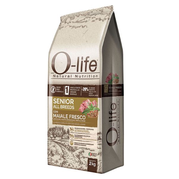 Bauzaar O-life Dog Grain Free Senior All Breeds Maiale fresco Vendite stagionali