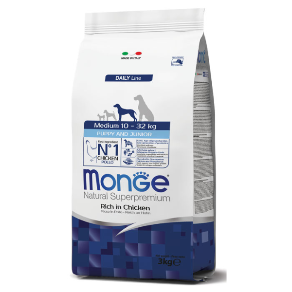 Bauzaar Monge Natural Superpremium Medium Puppy & Junior Ricco di Pollo