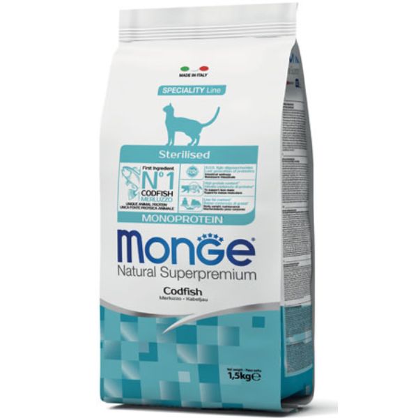 Bauzaar Monge Natural Superpremium Sterilised Monoprotein con Merluzzo Ritorno libero