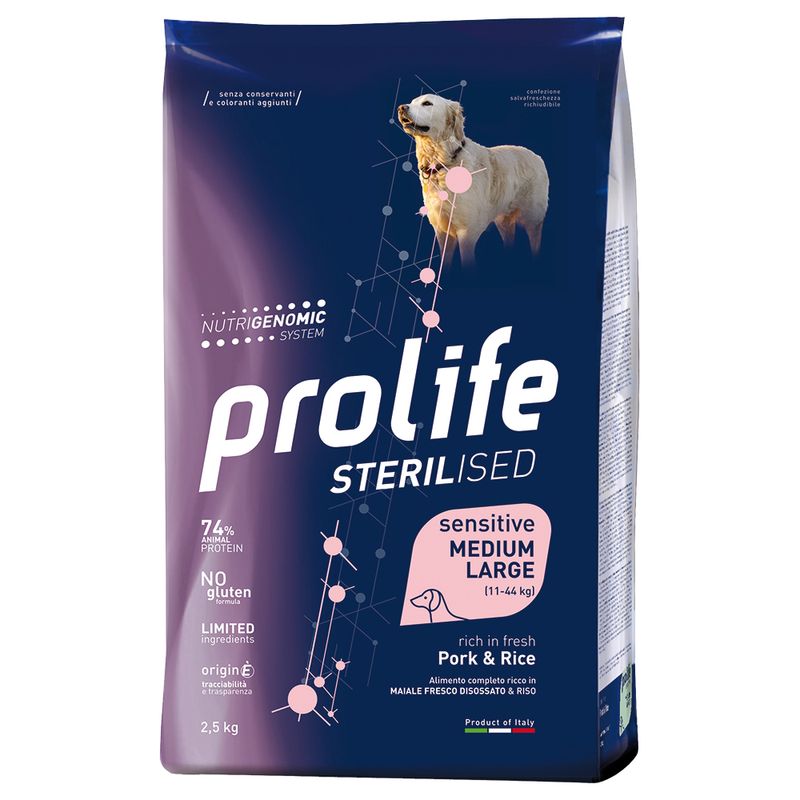 Zooplus Prolife Sterilised Sensitive Maiale e Riso Crocchette per cane