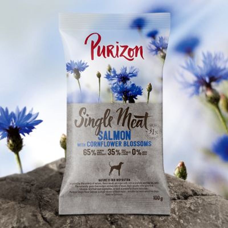 Zooplus Purizon Single Meat Adult Salmone spinaci e fiori di fiordaliso per cane Presa