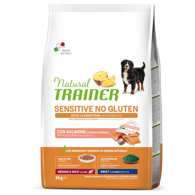 Zooplus Natural Trainer Sensitive No Gluten Adult Medium/Maxi Monoproteico Salmone Spedizione Gratuita
