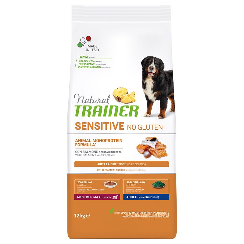 Zooplus Natural Trainer Sensitive No Gluten Adult Medium/Maxi Monoproteico Salmone Spedizione Gratuita