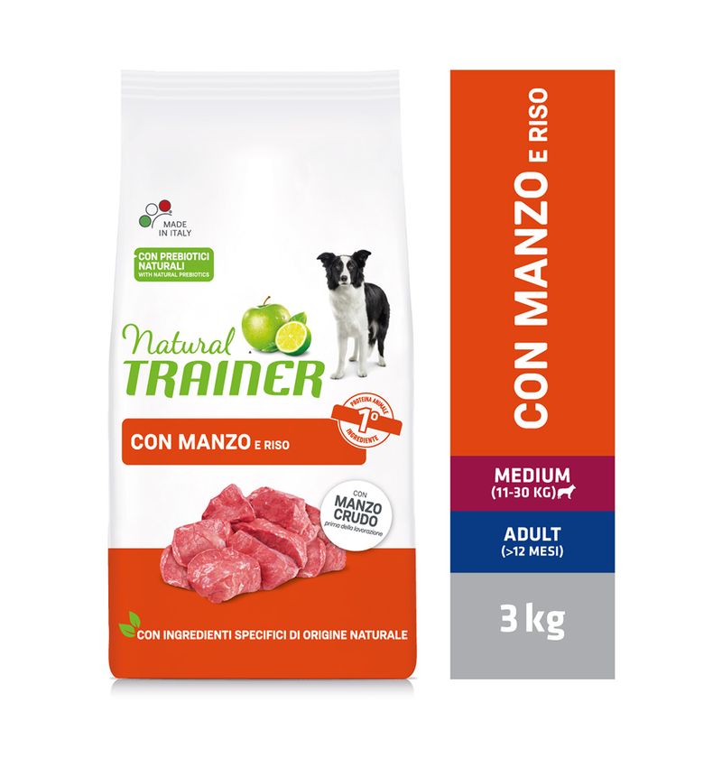 Zooplus Natural Trainer Medium con Manzo Riso e Ginseng Crocchette per cane Pezzi Unici