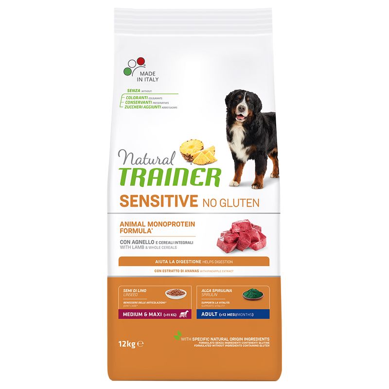 Zooplus Natural Trainer Sensitive Adult Medium/Maxi Monoproteico con Agnello Qualità Garantita