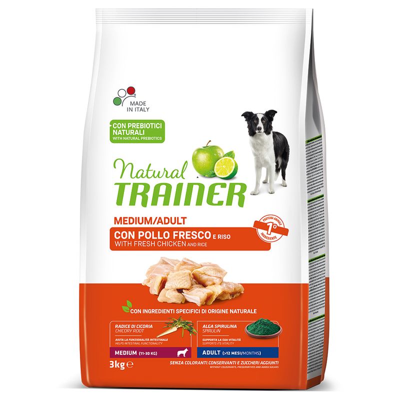 Zooplus Natural Trainer Medium Adult con Pollo fresco Riso e Aloe vera per cane Negozi Online