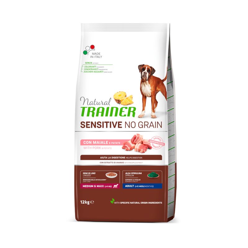 Zooplus Natural Trainer Sensitive No Grain Adult Medium/Maxi Monoproteico con Maiale & Patate Affare Del Giorno