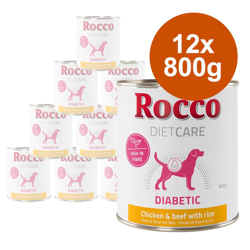 Zooplus Rocco Diet Care Diabetic Pollo & Manzo con Riso 800 g umido cane Saldi Di Fabbrica