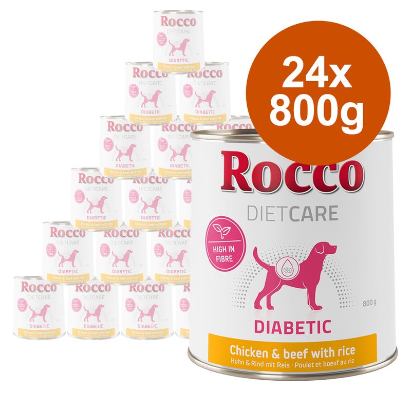 Zooplus Rocco Diet Care Diabetic Pollo & Manzo con Riso 800 g umido cane Saldi Di Fabbrica