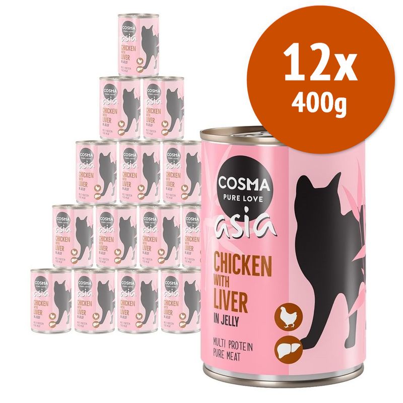 Zooplus Cosma Asia in gelatina 12 x 400 g Alimento umido per gatti Offerta Giorno del Papà
