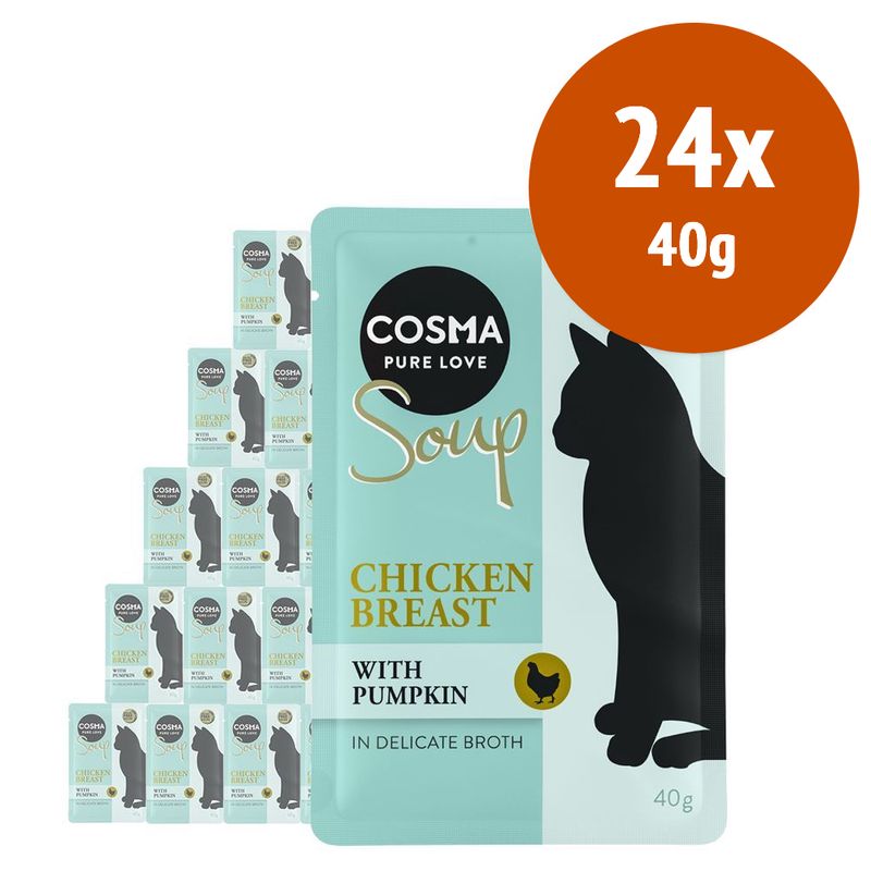 Zooplus Cosma Soup 24 x 40 g Alimento umido per gatti Smaltimento dello stoccaggio