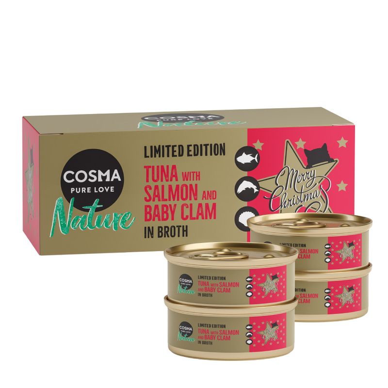 Zooplus Cosma Nature Christmas-Edition Tonno con Salmone & Vongole baby umido gatto