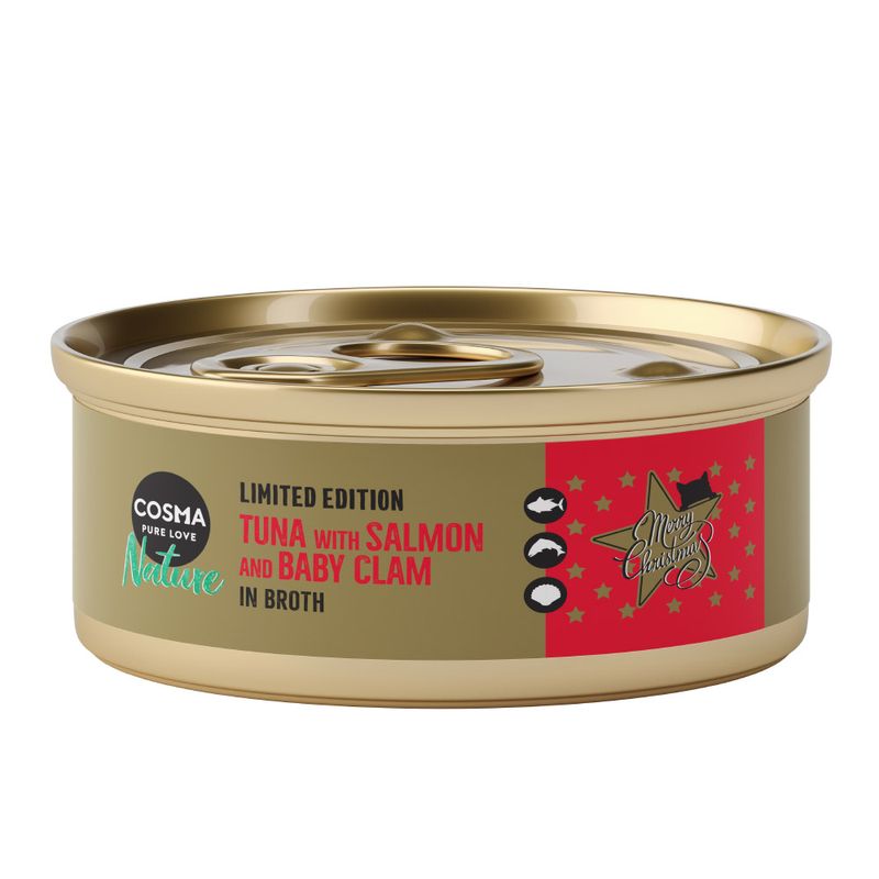 Zooplus Cosma Nature Christmas-Edition Tonno con Salmone & Vongole baby umido gatto Sconti VIP