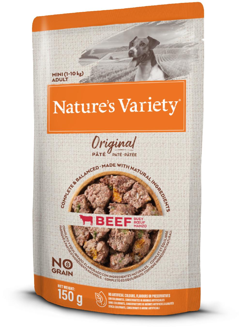 Miscota Nature's Variety No Grain Mini Adult Pate Manzo con verdure Esporta salva