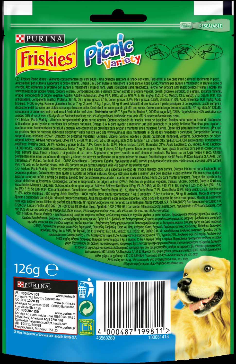 Miscota Purina Friskies Snacks Vari Picnic di Bue Pollo e Agnello Offerta San Valentino