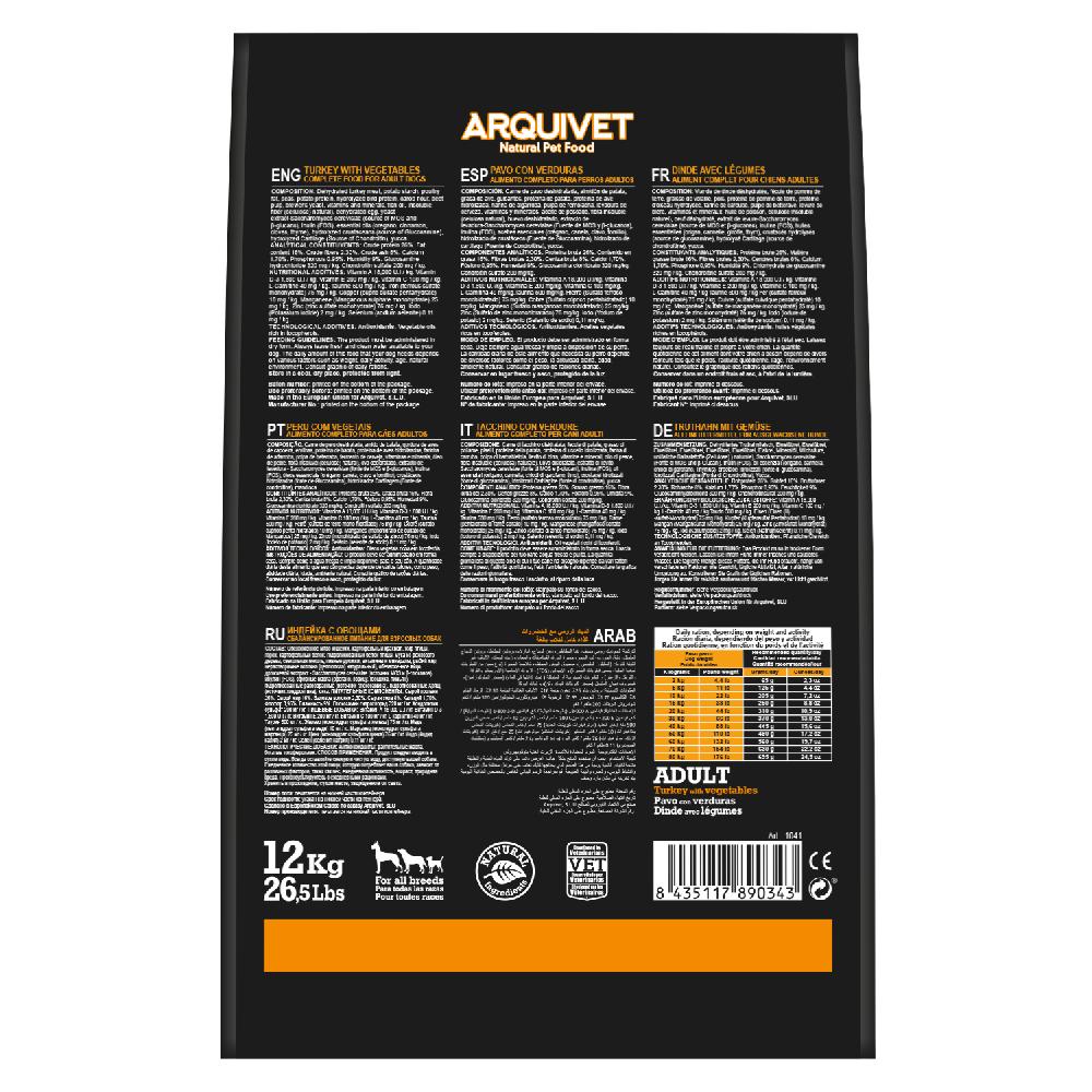 Miscota Arquivet Cibo Secco per Cani Grain Free Adult Tacchino Qualità