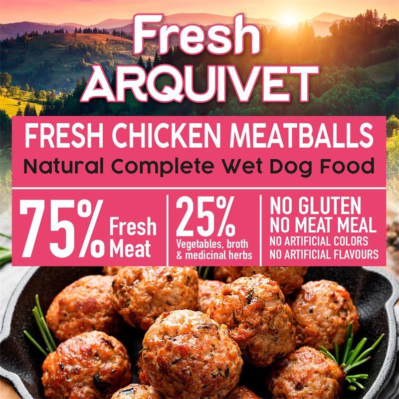Miscota Arquivet Comída Húmeda Fresh Albóndigas de Pollo con Zanahoria y Guisantes Offerta San Valentino