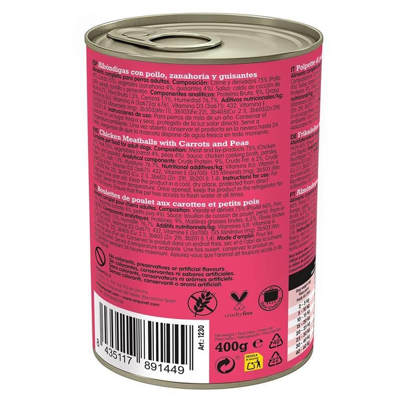 Miscota Arquivet Comída Húmeda Fresh Albóndigas de Pollo con Zanahoria y Guisantes Offerta San Valentino