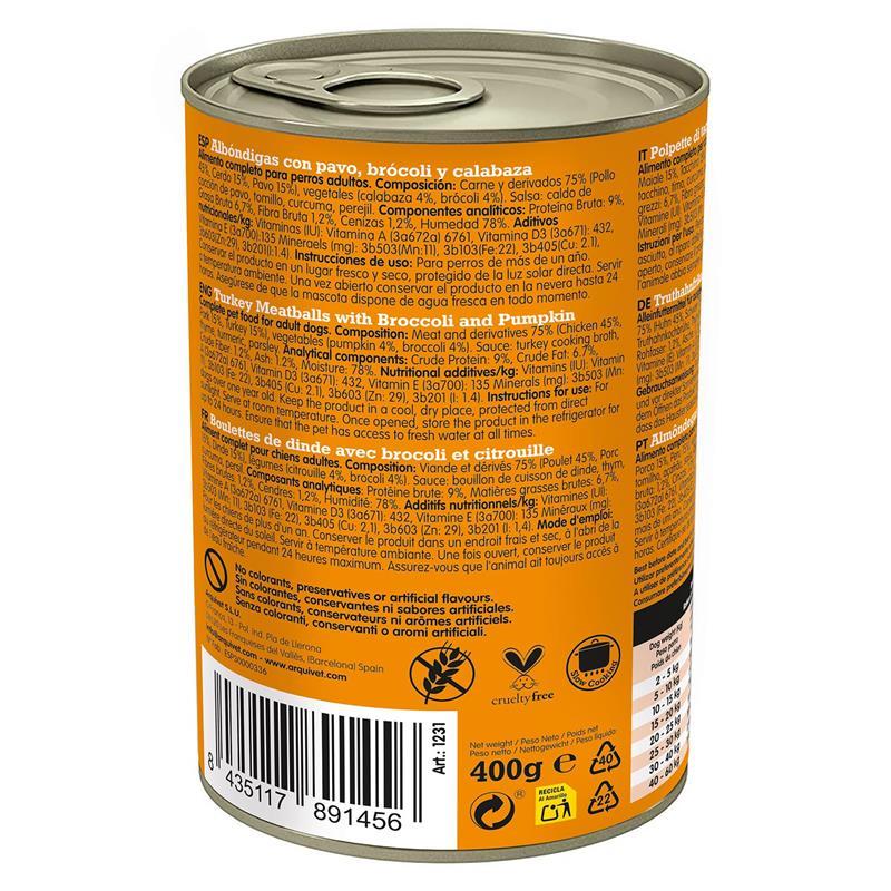 Miscota Arquivet Comída Húmeda Fresh Albóndigas de Pavo con Brócoli y Calabaza Offerta Anniversario