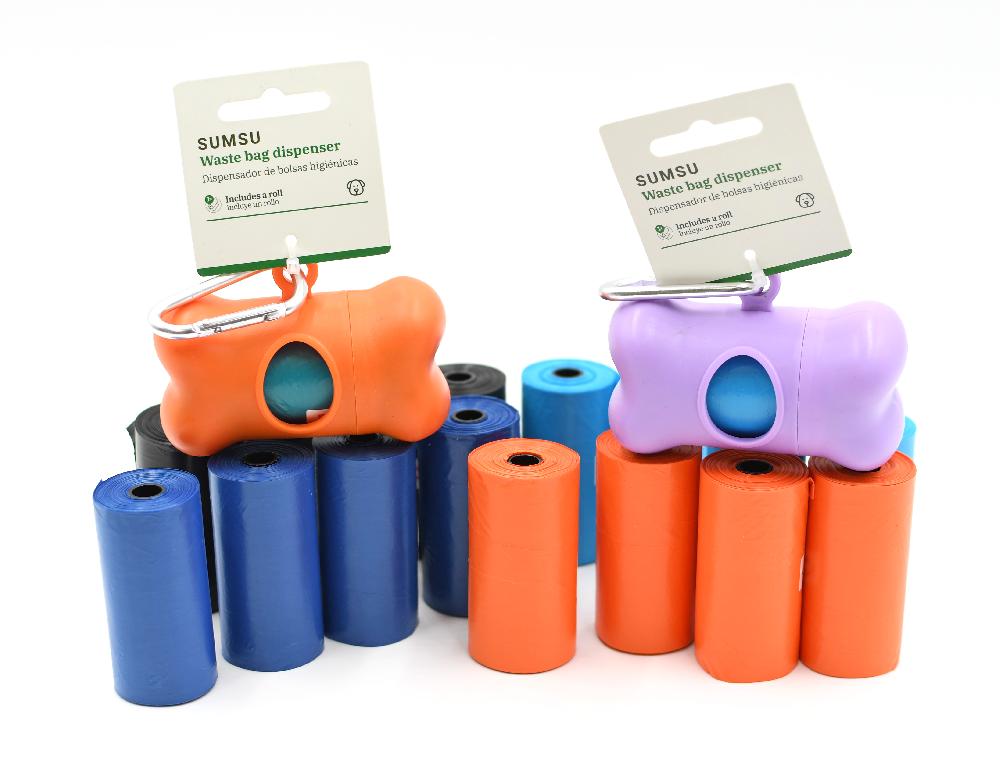 Miscota SUMSU Dispenser per sacchetti igienici Arancione con 1 rotolo di sacchetti igienici Smaltimento dello stoccaggio