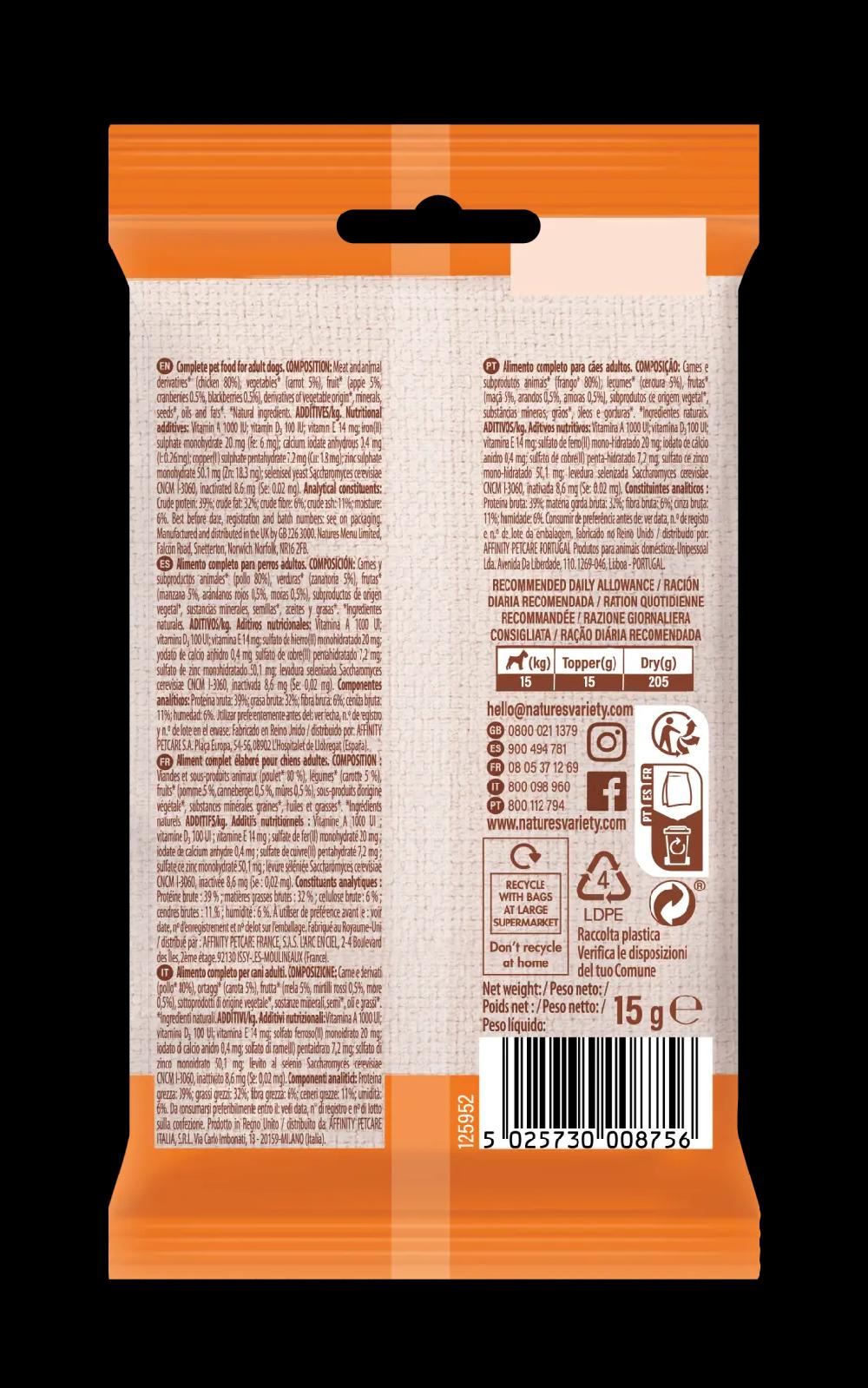 Miscota Nature's Variety Toppers de Pollo Liofilizados para Perros Liquidazione