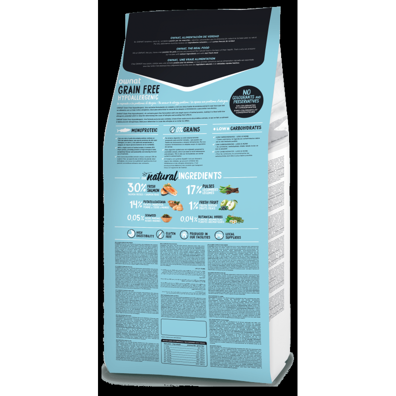 Ownat Grain Free Hypoallergenic Salmone per Cani Presa
